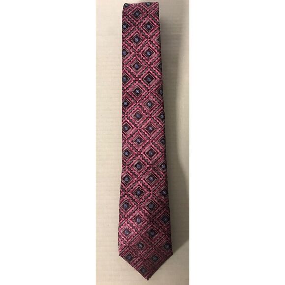 Mario Ferrari Necktie Tie Hand Made Pink Multicolor W/ Pattern Mens‎ - Picture 1 of 4
